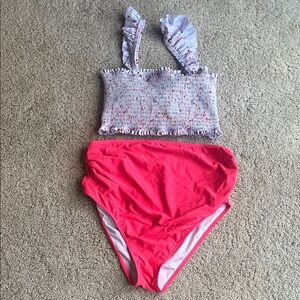 MATERNITY Ruffled Bikini Set with Pink Bottoms